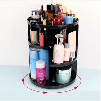 

Fashion 360-degree Rotating Makeup Organizer Box Brush Holder Jewelry Organizer Case Jewelry Makeup Cosmetic Storage Box