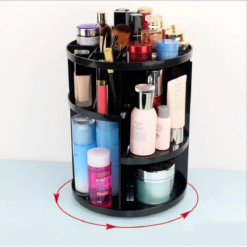  Fashion 360-degree Rotating Makeup Organizer Box Brush Holder Jewelry Organizer Case Jewelry Makeup