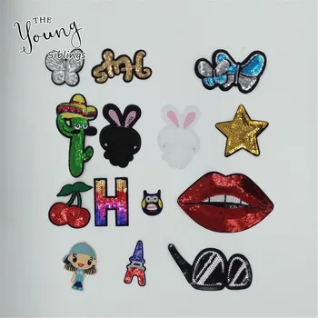 

Fashion style Cartoon Hot melt adhesive Applique Embroidery Stripes patches Fabric DIY Craft Clothing Accessory Patch C484-C627