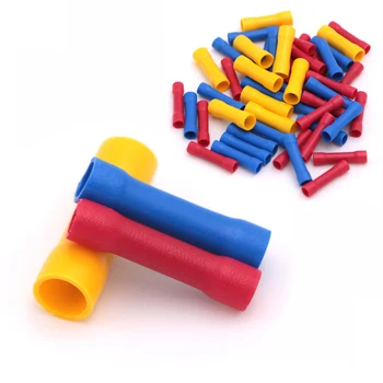 

50pcs Full Insulating wire connector Butt Connectors Crimp Electrical Wire Splice Terminal Blue Yellow 0.5 to 6 Square