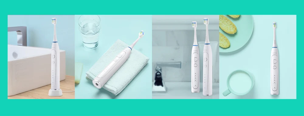 Alfawise RST2056 Sonic Electric Toothbrush Intelligent 2-min Timing with 3 Brush Heads