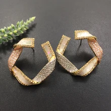 Lanyika модные ювелирные изделия отличительные художественные надеюсь Riband серьги полный микро-инкрустация микро покрытием банкет популярный лучший подарок