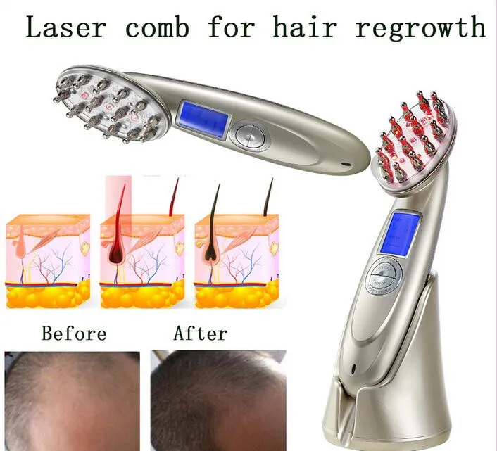 От выпадения волос Расческа rf EMS медсестры светодиодный фотонный лазер стимулирует волосы отрастающая щетка головы ремонт головы Массажер для волос