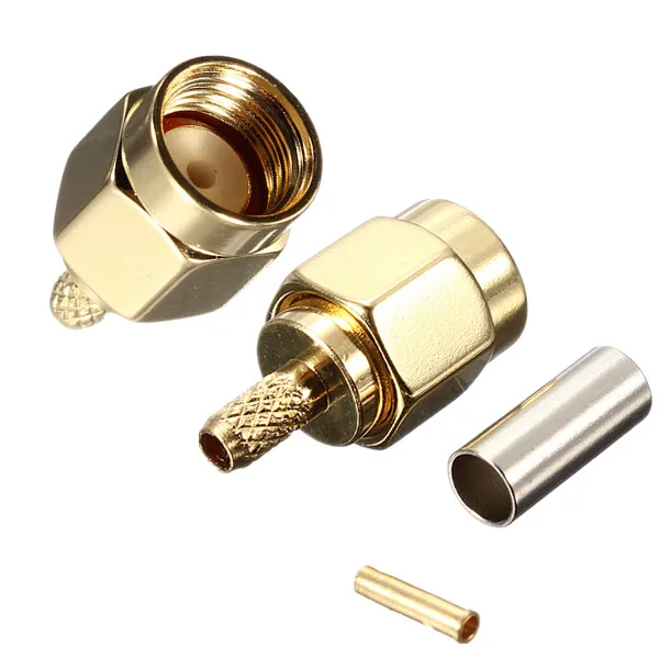 

2017 Brass SMA Male Plug Center Connectors Window Crimp RG174 LMR100 Cable RF Adapter Connector