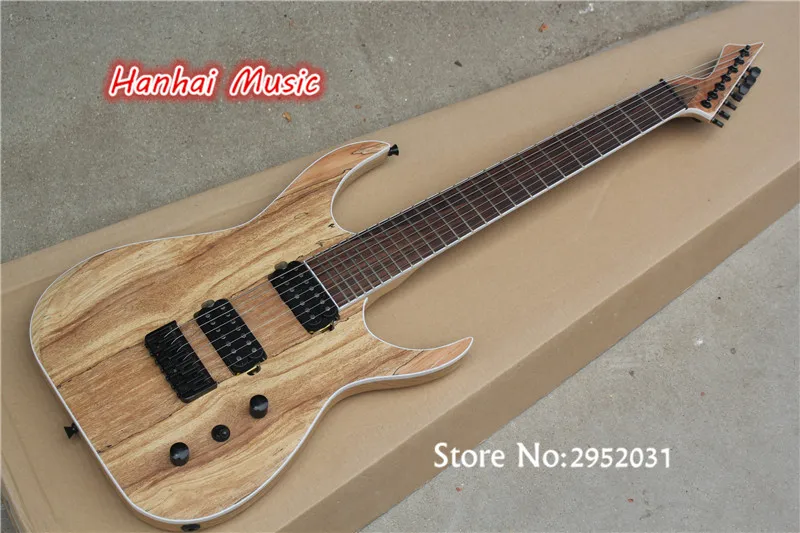 

7-String Electric Guitar,Ash wood Body,Black Hardware with 2 Open Humbuckering Pickups,White Binding and can be Customized