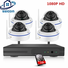 SSICON 4CH Home Security Camera CCTV System Wireless IP CCTV Kit 1080P P2P IR Night Vision Plug Play Video Surveillance Wifi Kit
