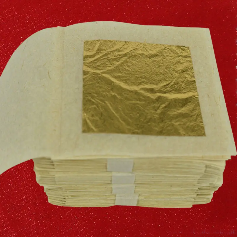 

HOT selling, 100 PCS 24K Genuine Gold Leaf - Real Edible leaf ,food decoration gold leaf for cake/ ice cream/coffee/wine,edible