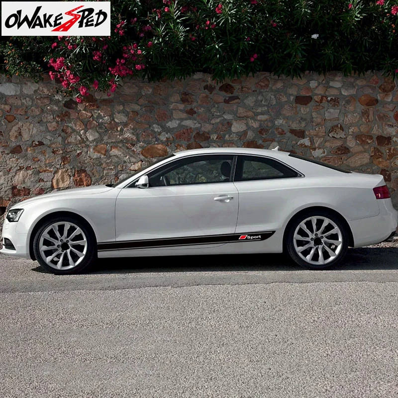 

Sport Stripes Door Side Skirt Sticker Car Body Protect Cover Decals For Audi A5 Coupe 45 TFSI Quattro 2008-2016 Waterproof