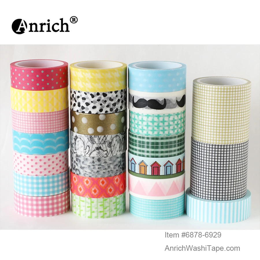

Free Shipping and Coupon washi tape,Anrich washi tape #6878-6929,basic design,lovely, eometric patterns