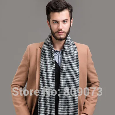 Модный мужской повседневный шарф, британский стиль, имитация кашемировый шарф, теплый клетчатый вязаный мужской деловой шарф, костюм, Осень-зима