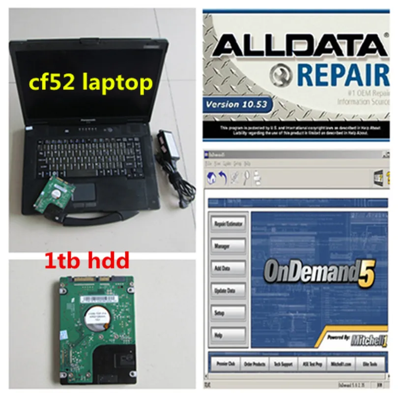 car diagnostic software with laptop alldata 10.53 and mitchell ondemand