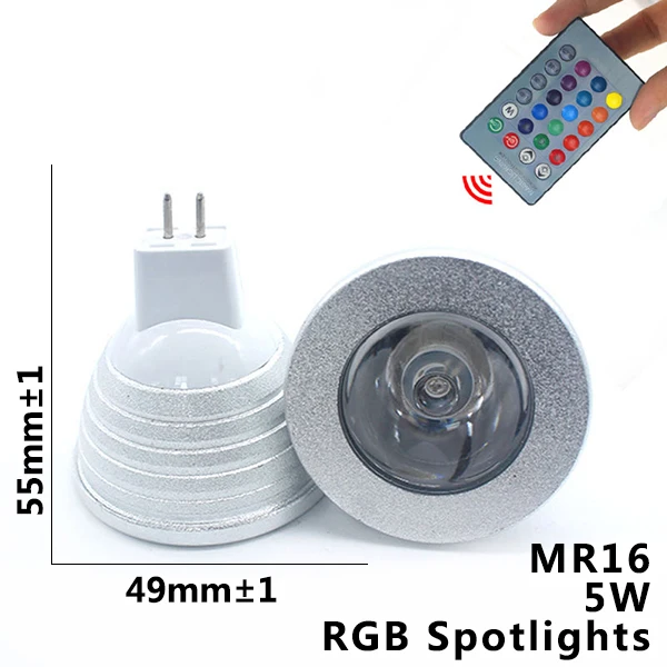 E27 E14 светодиодный 16 Цвет RGB Волшебная осветительная лампа 85-265 V 110 V 120 V 220 V RGB Светодиодный прожектор+ ИК-пульт дистанционного управления Управление - Испускаемый цвет: MR16 5W RGB SD