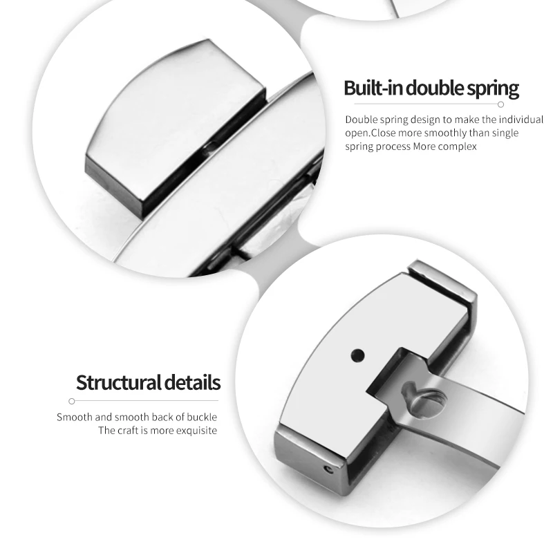 316L полуавтоматический двойной пресс Бабочка Пряжка часы кнопка сложить серебряная застежка Watchband10-22mm