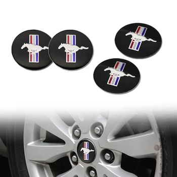

4pcs 56.5mm 3D Horse Flag Car Auto Steering Wheel Center Hub Cap Emblem Badge Stickers for Ford Mustang