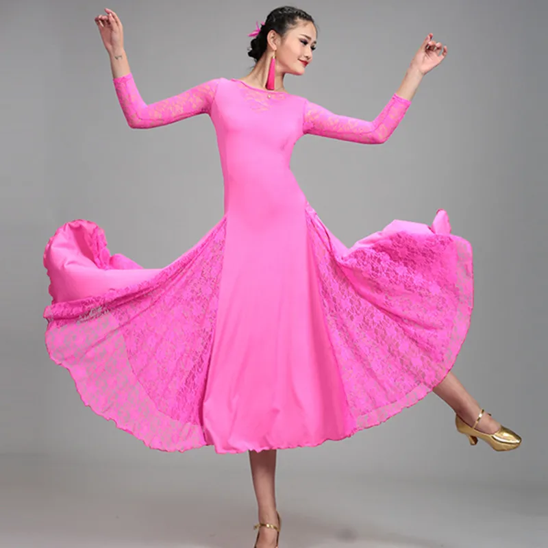 Стандартное бальное платье для бальных танцев, стандартное Венское платье для вальса, фокстрот, платье для фламенко, испанский танцевальный костюм, танго - Цвет: Pink