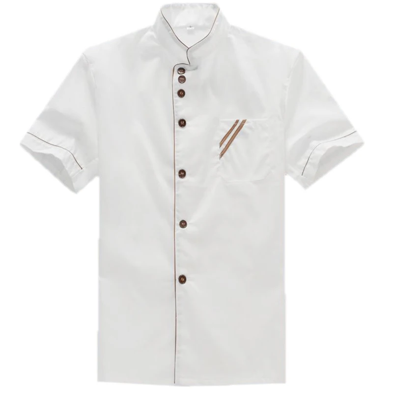 

New Summer White Kitchen Chef Jacket Uniforms Short Sleeve Plus Size Restaurant Cook Clothes Food Services Frock Coats Work Wear