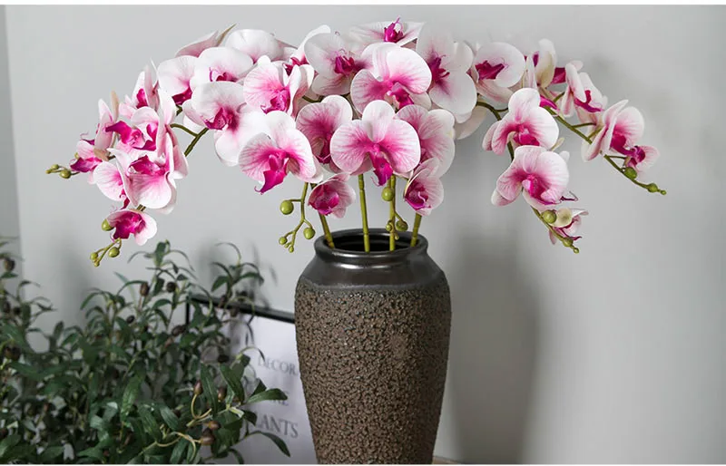 Flone 9 Heads Artificial Butterfly Orchid Flowers Real Touch Butterfly Orchid Simulation Orchid Flowers Wedding Home Party Decor (13)
