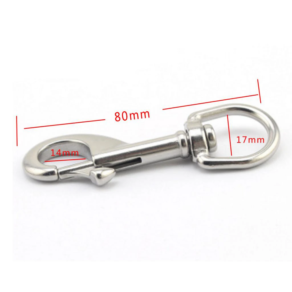 Heavy Duty 80mm Swivel Eye Bolt Snap Hook Marine Dog Chain Clip Key Holder Leathercraft Tool Silver