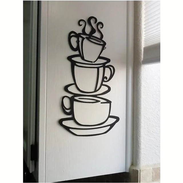 3 coffee cups creative wall art decal removable vinyl wall sticker