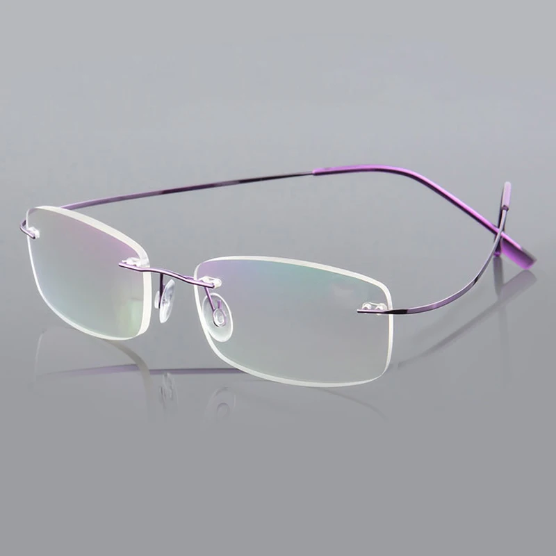 Mayitr, очки без оправы для дальнозоркости, ультра гибкий светильник, для женщин и мужчин, бескаркасные очки для чтения диоптрий+ 1,0~+ 4,0 - Цвет оправы: Purple
