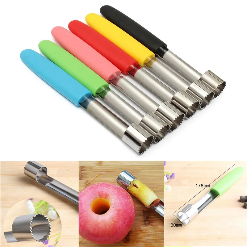 

Stainless Steel Fruit Core Seed Remover for Apple Pear Corer Slicer Kitchen Tool Blue Green Pink Red Yellow Black Kitchen Tool