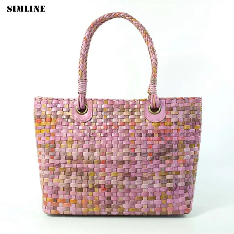 

Luxury Brand Designer Genuine Leather Woven Handbag Women Vintage Casual Women's Large Tote Handbags Bag Bags For Ladies Female