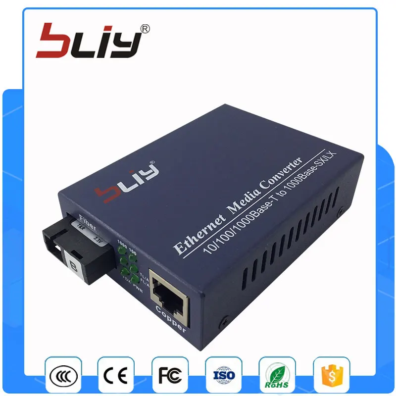 1 пара 10/100/1000 м оптический Волокно media converter gigabit media converter с одной Волокно