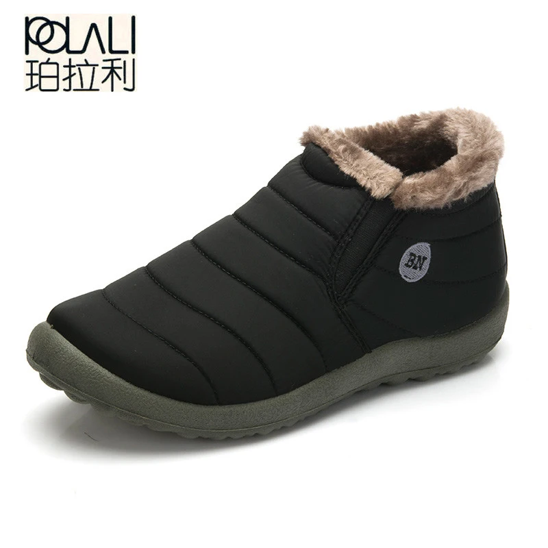 

POLALI Autumn Winter Casual Snow Boots Men Waterproof Ankle Boots Flat Slip-Resistant Fashion Man Winter Shoes Big Size 48