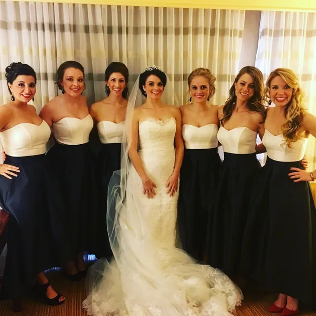 black and ivory bridesmaid dresses