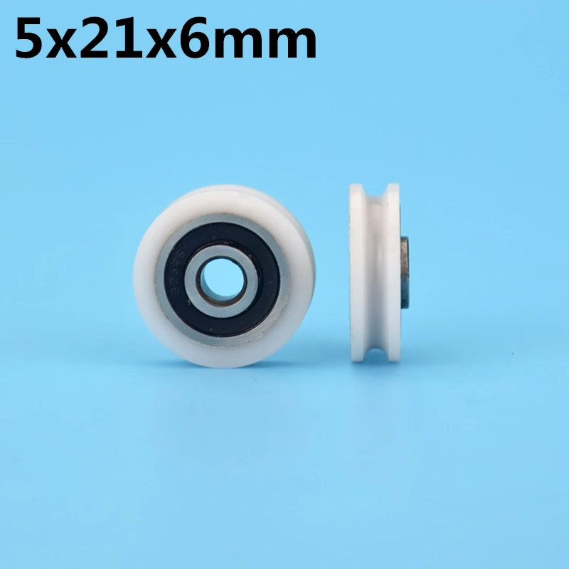 1Pcs 5x21x6 mm U groove Nylon Plastic Wheel With Bearings Bathroom