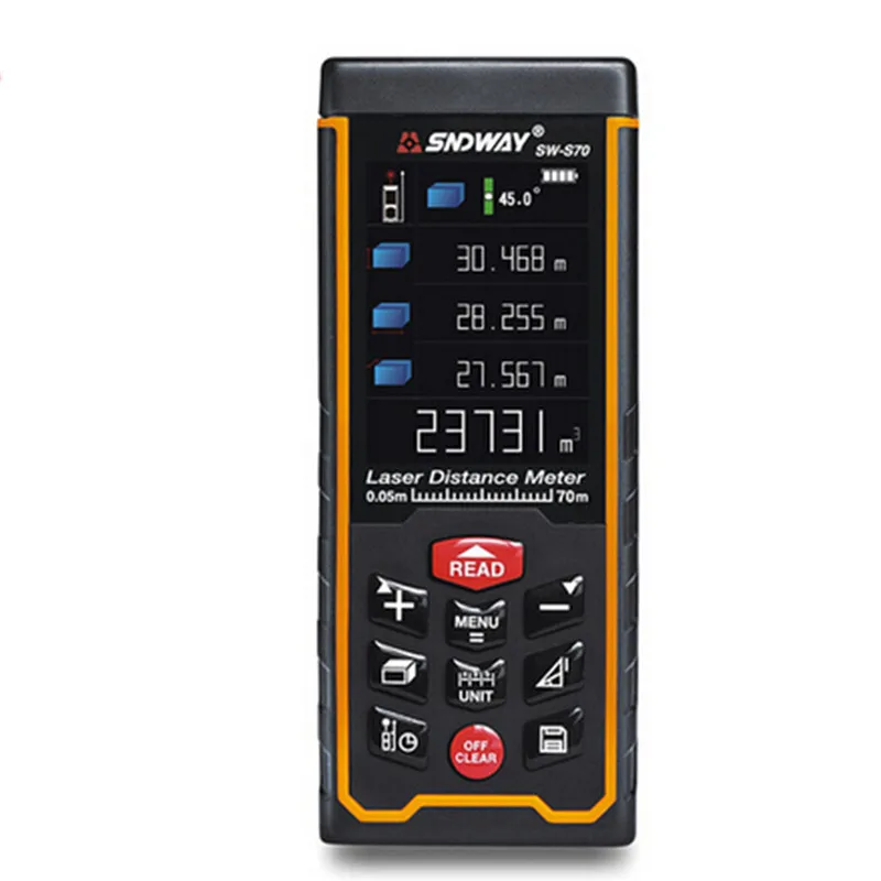 

SNDWAY SW-S70 Laser distance meter tape Laser rangefinder Range finder Digital Ruler Measure Angel Rechargeable Color display