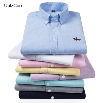 

UplzCoo 2019 Men's Shirt Large Size Slim Long Sleeve Shirt Cotton Men's Shirt Casual Business Men's Fashion Brand Clothing FM055