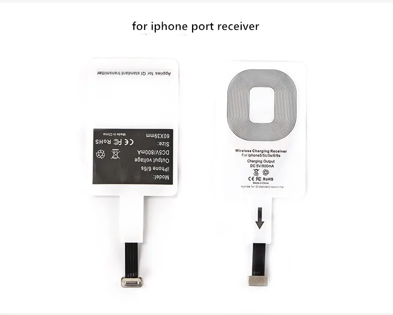 QI Беспроводной Зарядное устройство приемник для iPhone 5S 7 6 Plus Универсальный