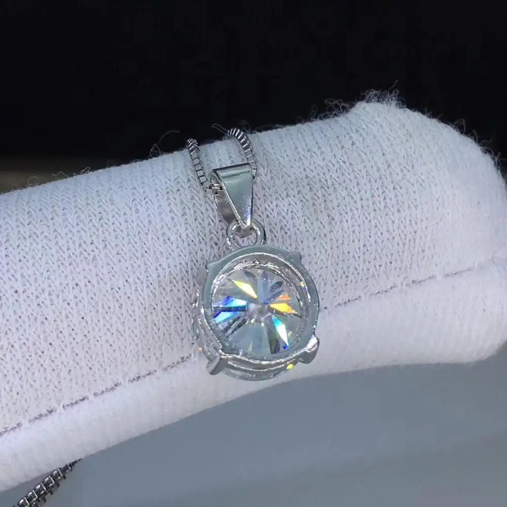 Круглые серебряные подвески poethes Of Jew Store 1ct D VVS роскошные Подвески Moissanite Weding для