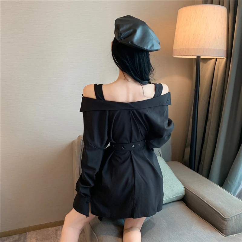 Neploe/Корейская мода, сексуальные топы с открытыми плечами, рубашка, блузка с длинными рукавами, Женская белая черная Туника Футболка на шнуровке, Blusas, одежда