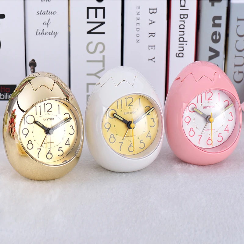 Cute Egg Shape Alarm Clock Ultra Silent Jumping Movement Clocks