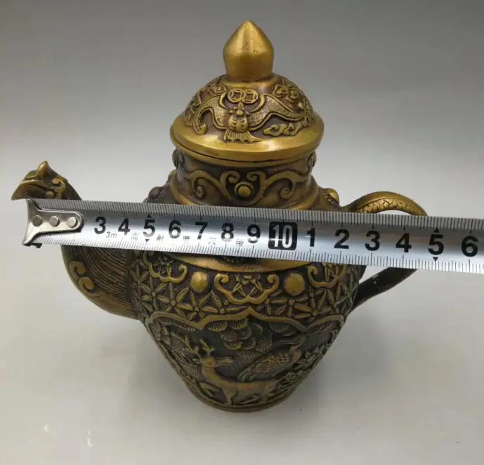 Коллекция архаическим Латунь Олень кран чайник статуя
