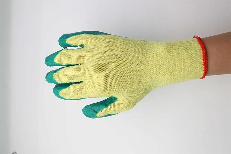 10 пар полиэстер хлопок морщин клей защитные перчатки ремонтник защита рук порезостойкие прочные желтые зеленые рабочие перчатки