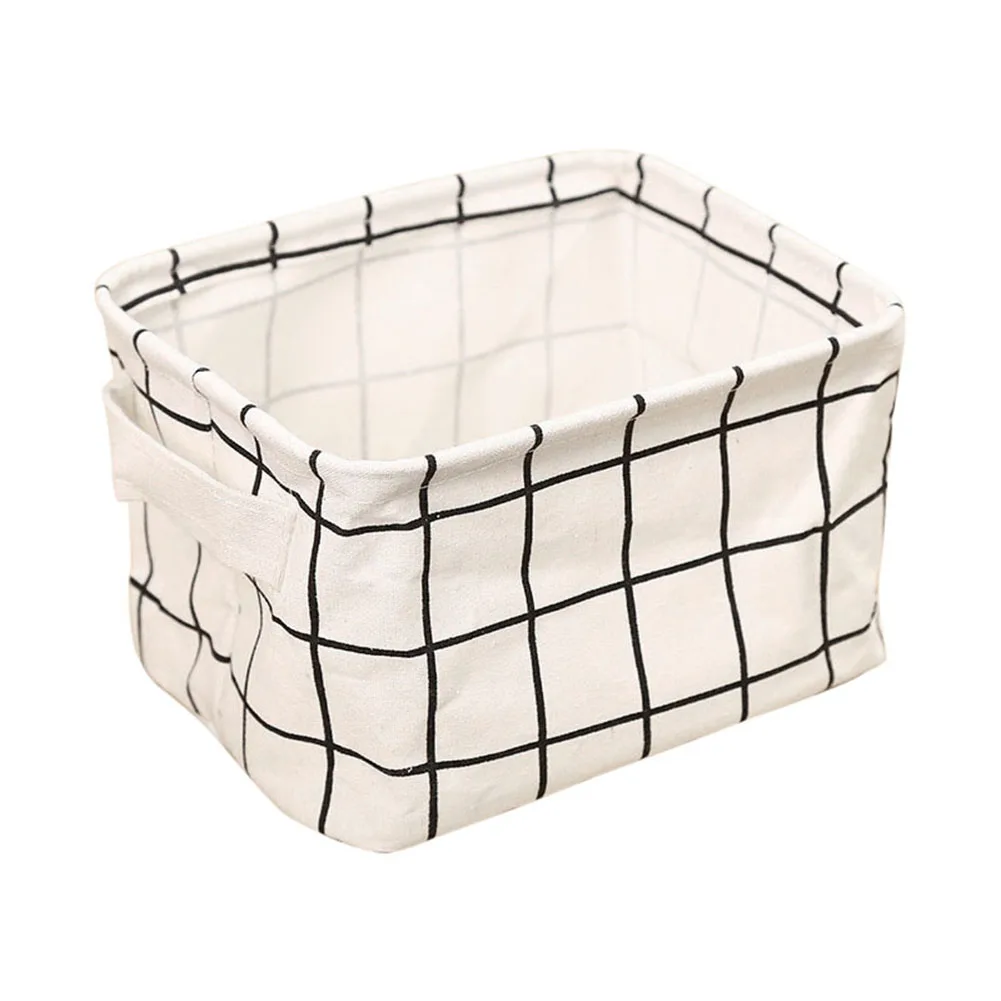 Белый Geometry Pattern Desk Storage Box Cotton Linen Organizer Basket Foldable Cosmetic Case OCT998 - Цвет: Белый
