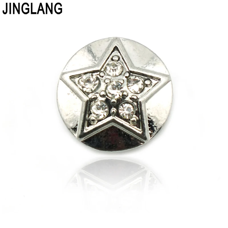 Jinglang Мода 18 мм кнопки Пуговицы Fit Браслеты круглый пятиконечная звезда Rhinestone Цветок Резные ювелирные изделия