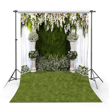 

MEHOFOTO Spring Green Wedding Photography Backdrop Garden Flower Grass Background Photo Studio Photocall Photophone Party Decor