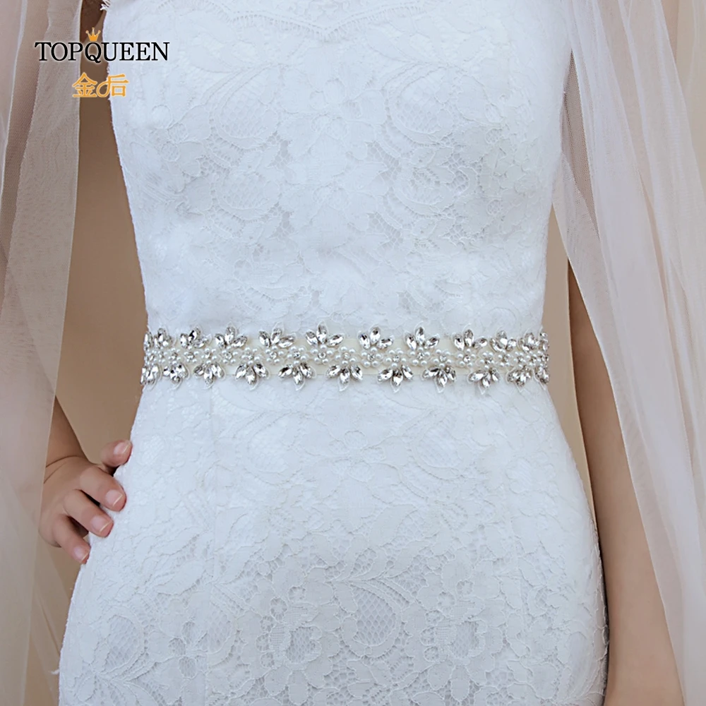 TOPQUEEN S275, золотой пояс, белый жемчуг, жемчужный пояс для свадебного платья, женские Стразы, пояс с жемчугом для женщин