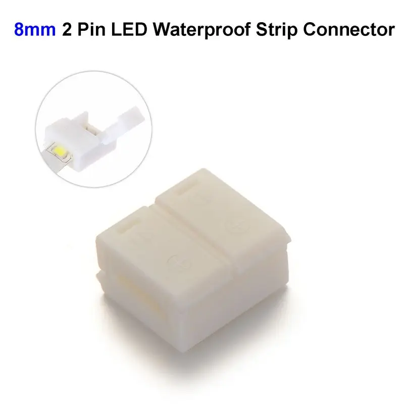 2pcs 8mm 2 Pin Connector For SMD 3528 3014 Single Color Waterproof LED Strip PCB Board No Soldering | Обустройство дома