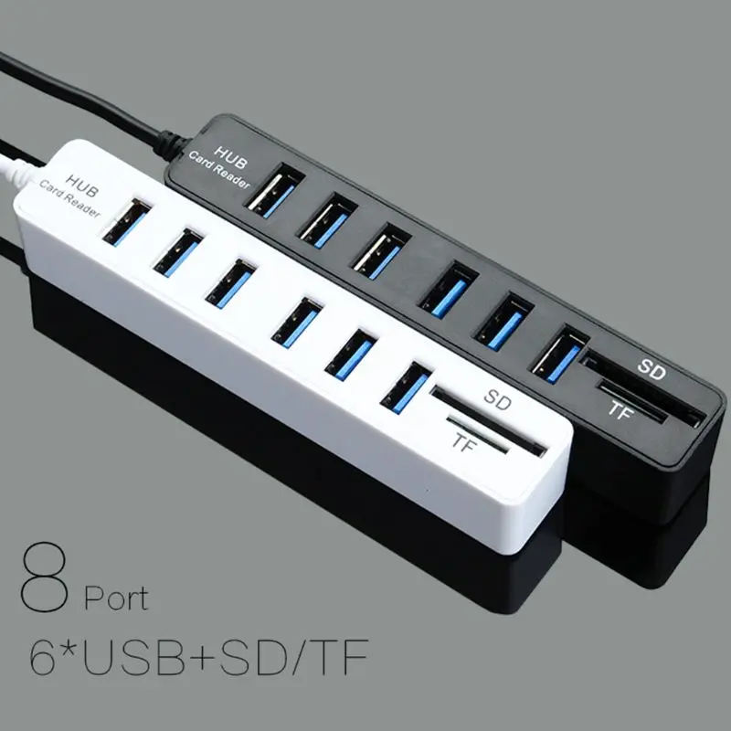 Высокоскоростной USB 2,0 концентратор комбо 6 портов расширитель многопортовый usb-адаптер с SD/TF кард-ридер для ПК компьютер планшет аксессуары