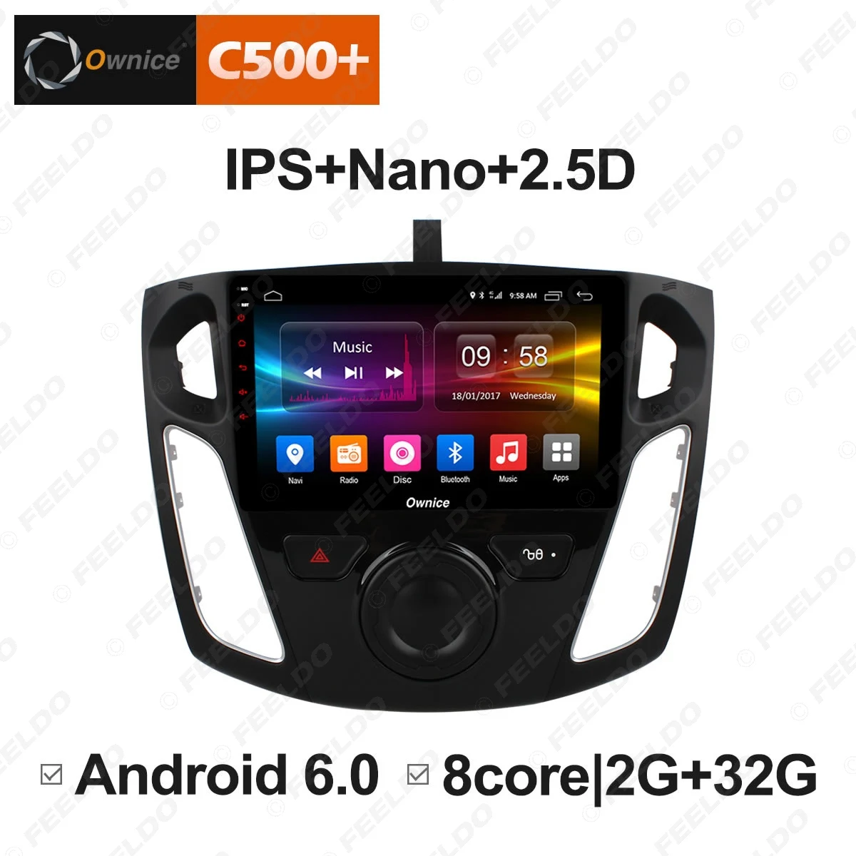 FEELDO " Android 6,0 4-х ядерный/DDR3 1G/16G/Поддержка 4G ключ автомобиля медиа-плеер с gps/FM/AM радио RDS для фокусировки 2012