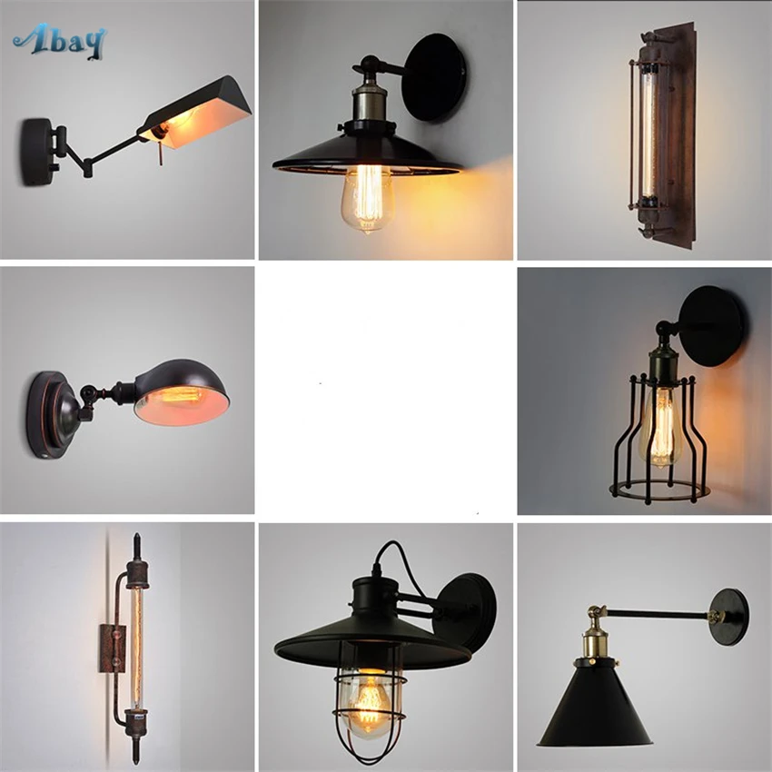 

Retro Loft RH Scones Wall Lamps Industrial Bedroom Living Warehouse Hotel Bar Cafe Bathroom Wall Lights Decor Lighting Fixtures