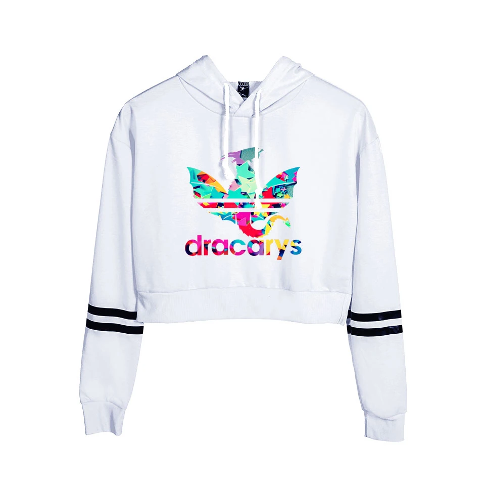 Kpop Dracarys Игра престолов Женская Осенняя укороченная толстовка с длинными