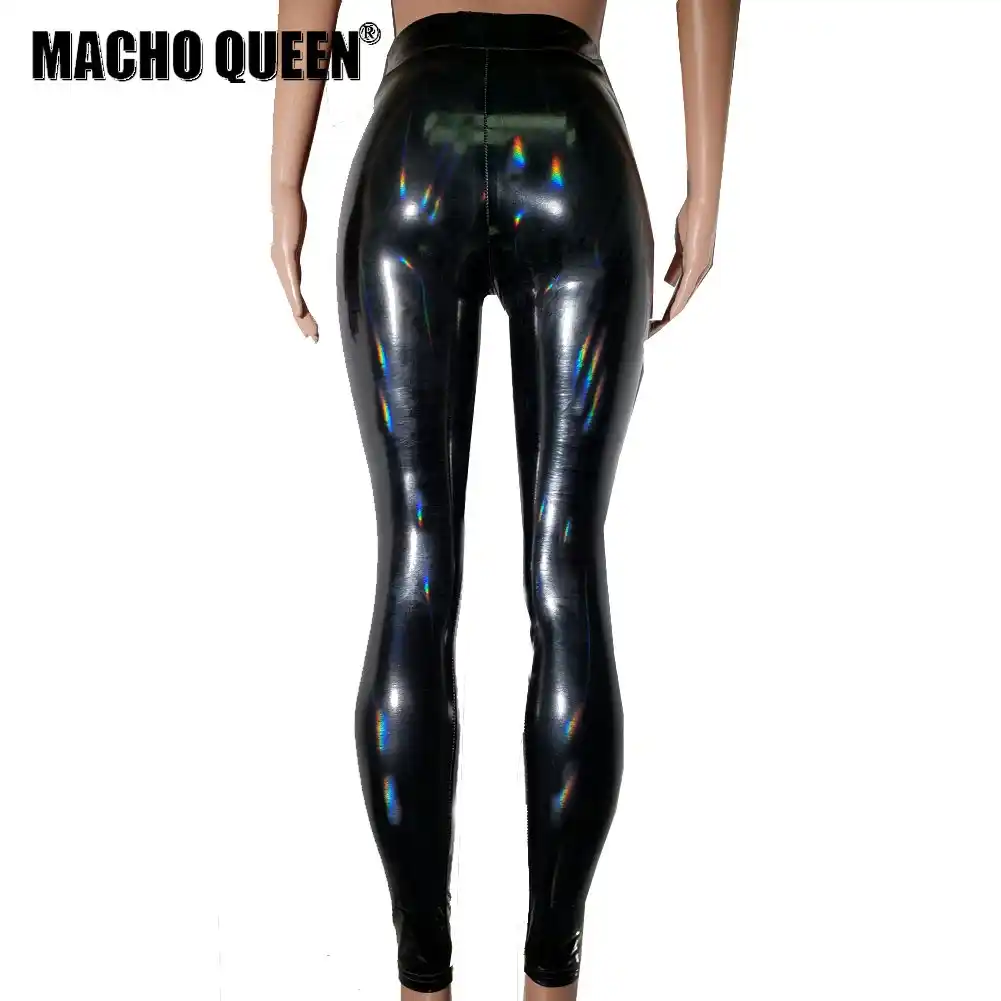 black high waisted latex pants