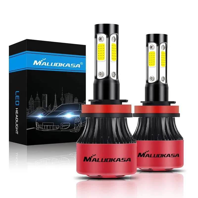 

MALUOKASA Car Headlight Bulbs Conversion Kit 6500K 8000LM 50W 4 Side COB Chips Super Bright H7 LED H4 Automotive Headlamp Lights