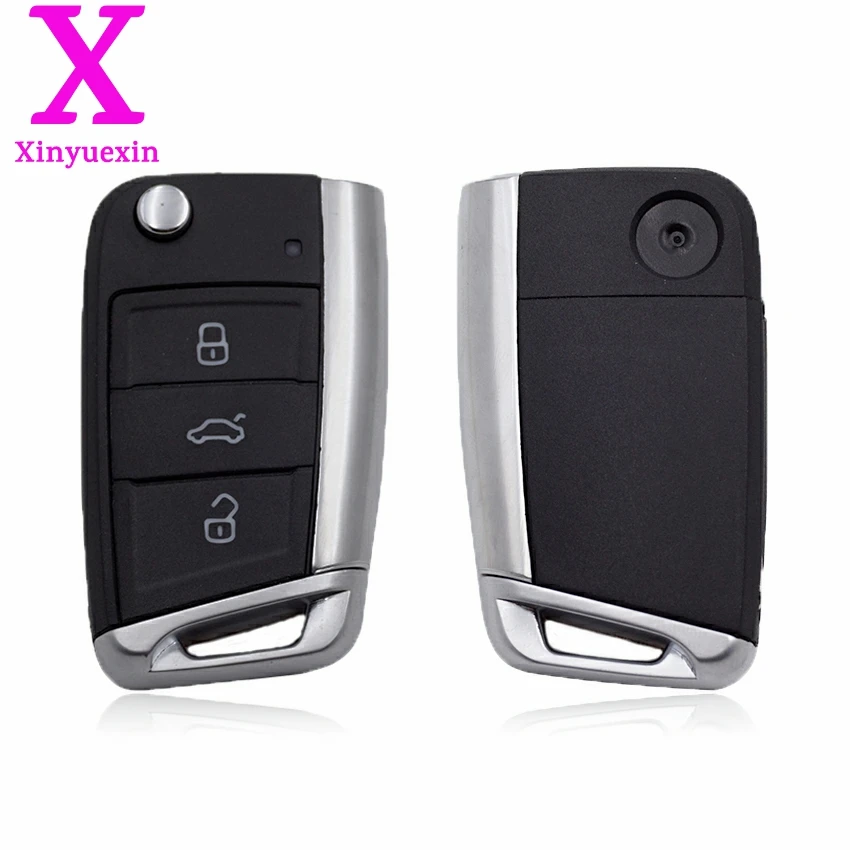 Xinyuexin Складной Дистанционный чехол для ключей FOB VW Golf 7 Skoda Octavia A7 флип 3 кнопки MK7